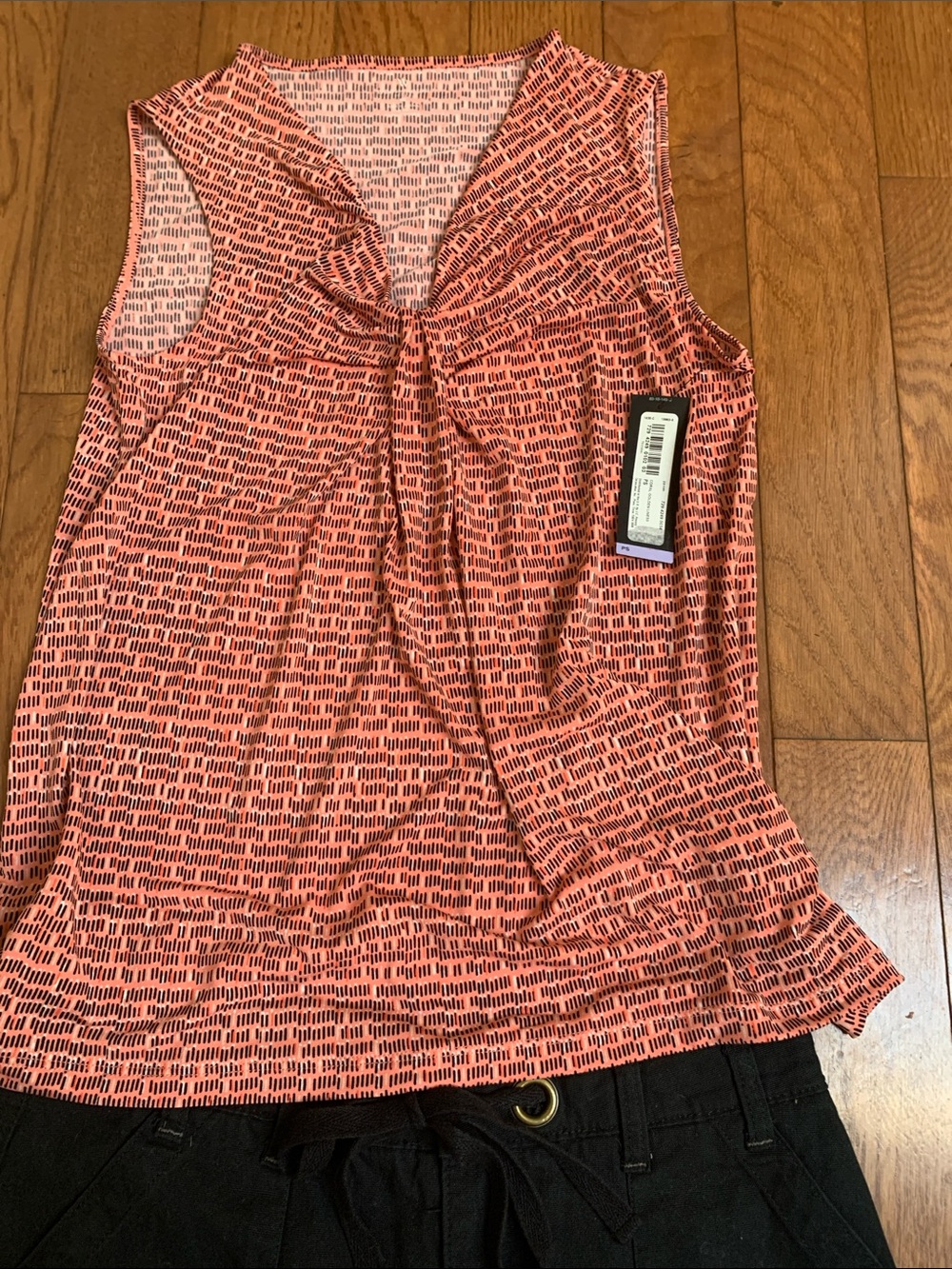 Worthington Sleeveless Pink Patterned Twist-Neck Women's Top